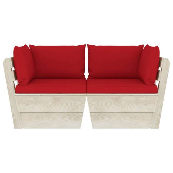 ComfortXL - Salon de Jardin Palette en Bois 2 Places pour Terrasse, Canapé avec Coussins Rouges Confortables – ComfortXL Outdoor Living - Image 3