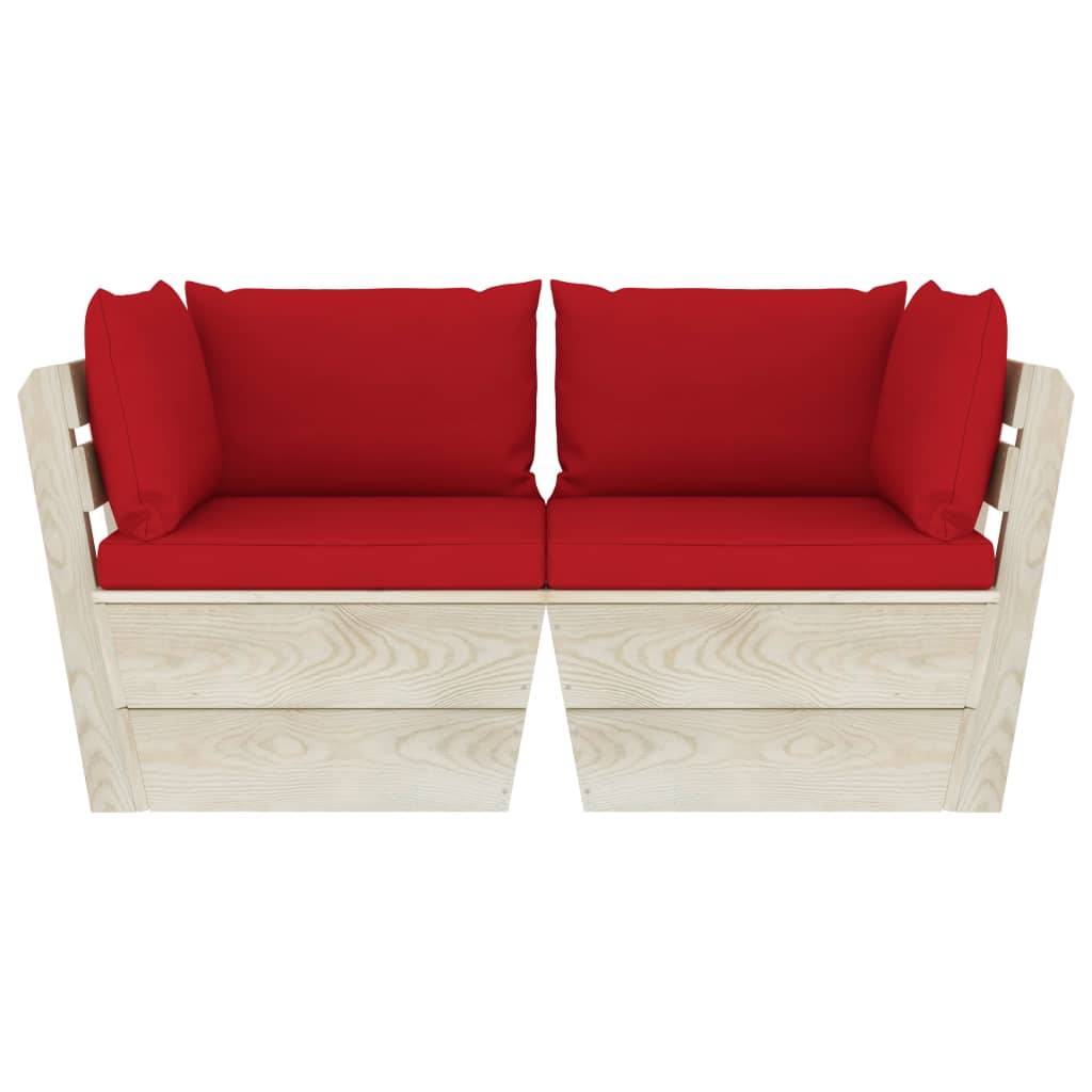 ComfortXL - Salon de Jardin Palette en Bois 2 Places pour Terrasse, Canapé avec Coussins Rouges Confortables – ComfortXL Outdoor Living - Image 3