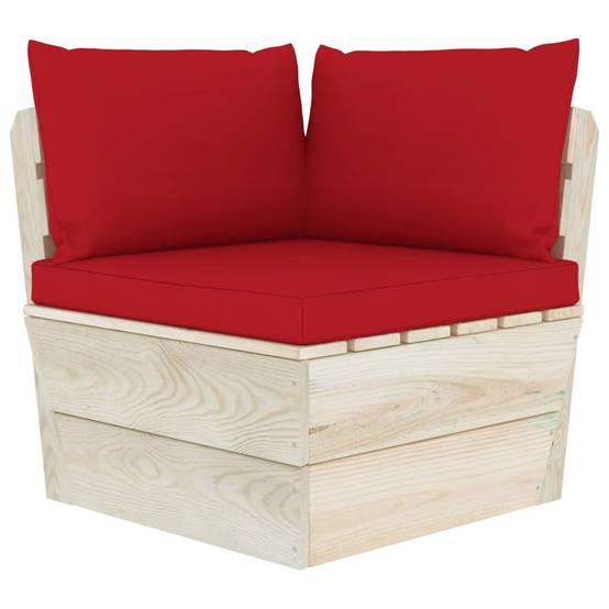 ComfortXL - Salon de Jardin Palette en Bois 2 Places pour Terrasse, Canapé avec Coussins Rouges Confortables – ComfortXL Outdoor Living - Image 4