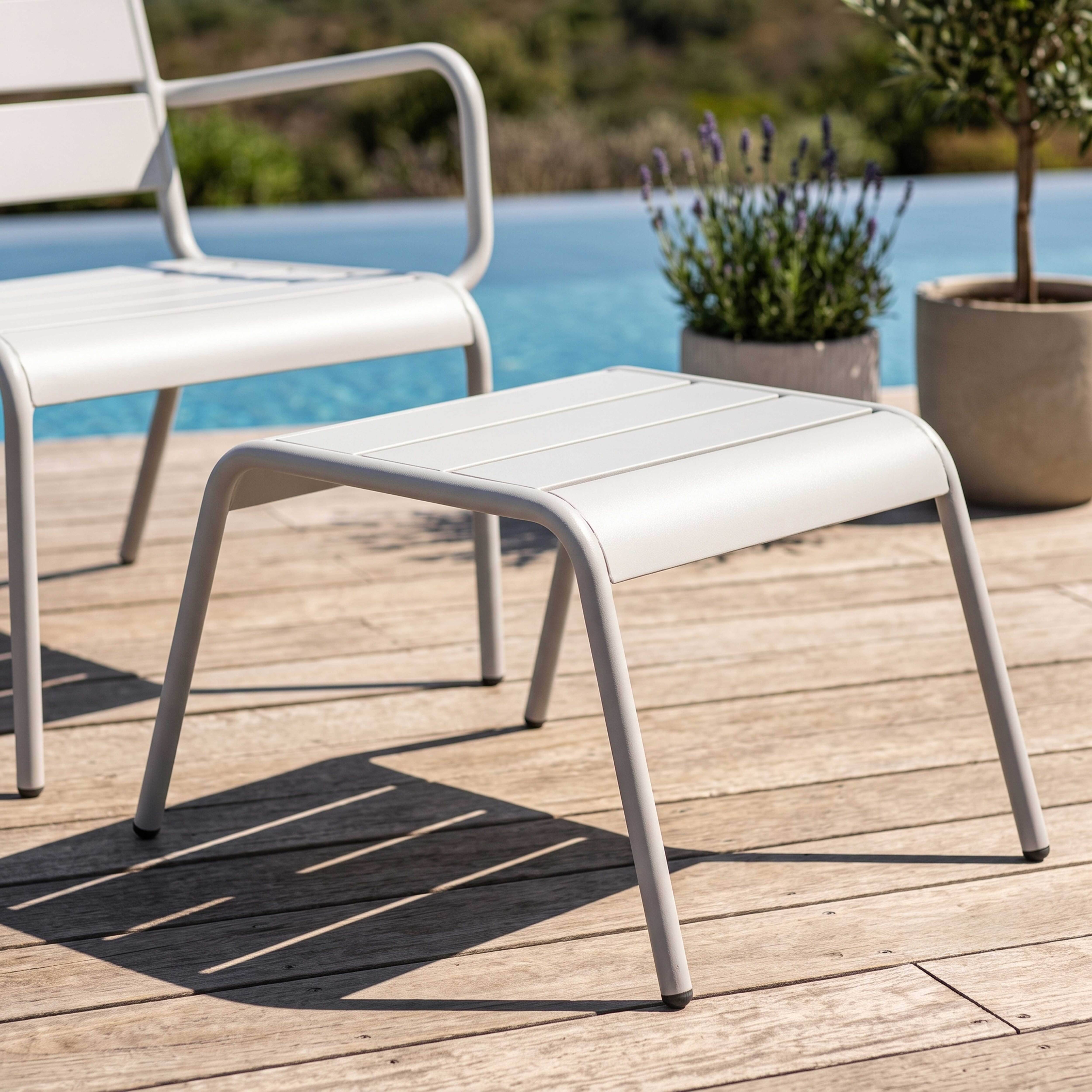 Oviala - Fauteuil relax et repose pied en métal blanc Palavas - Oviala - Image 4