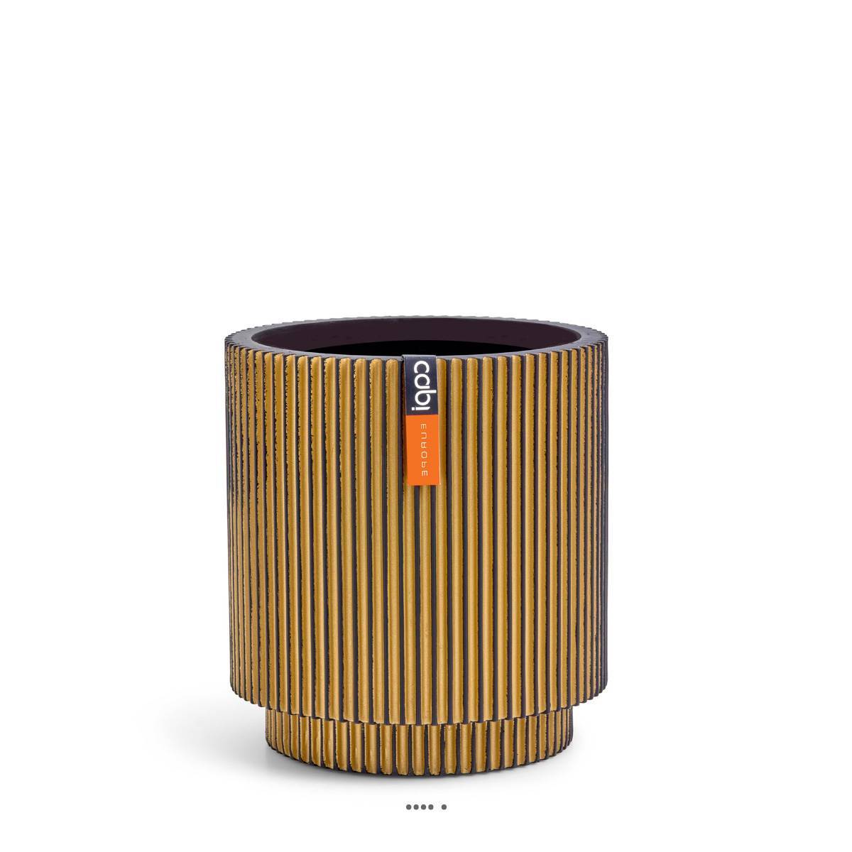 Artificielles - Superbe pot Groove doré forme cylindrique en plastique H 40 cm Doré - dimhaut: H 40 cm - couleur: Doré