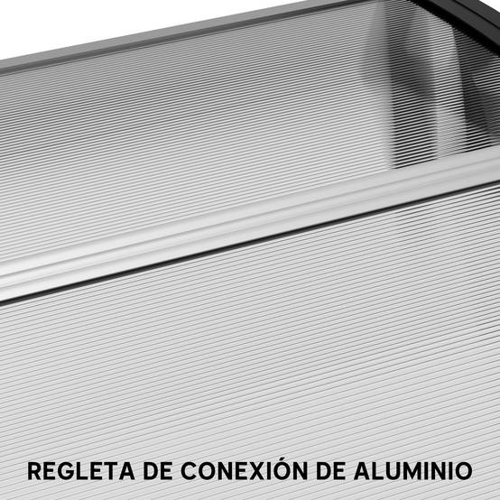 Auvent de protection extérieur 195x75 cm avec panneaux en polycarbonate et barres en aluminium transparent - Image 10
