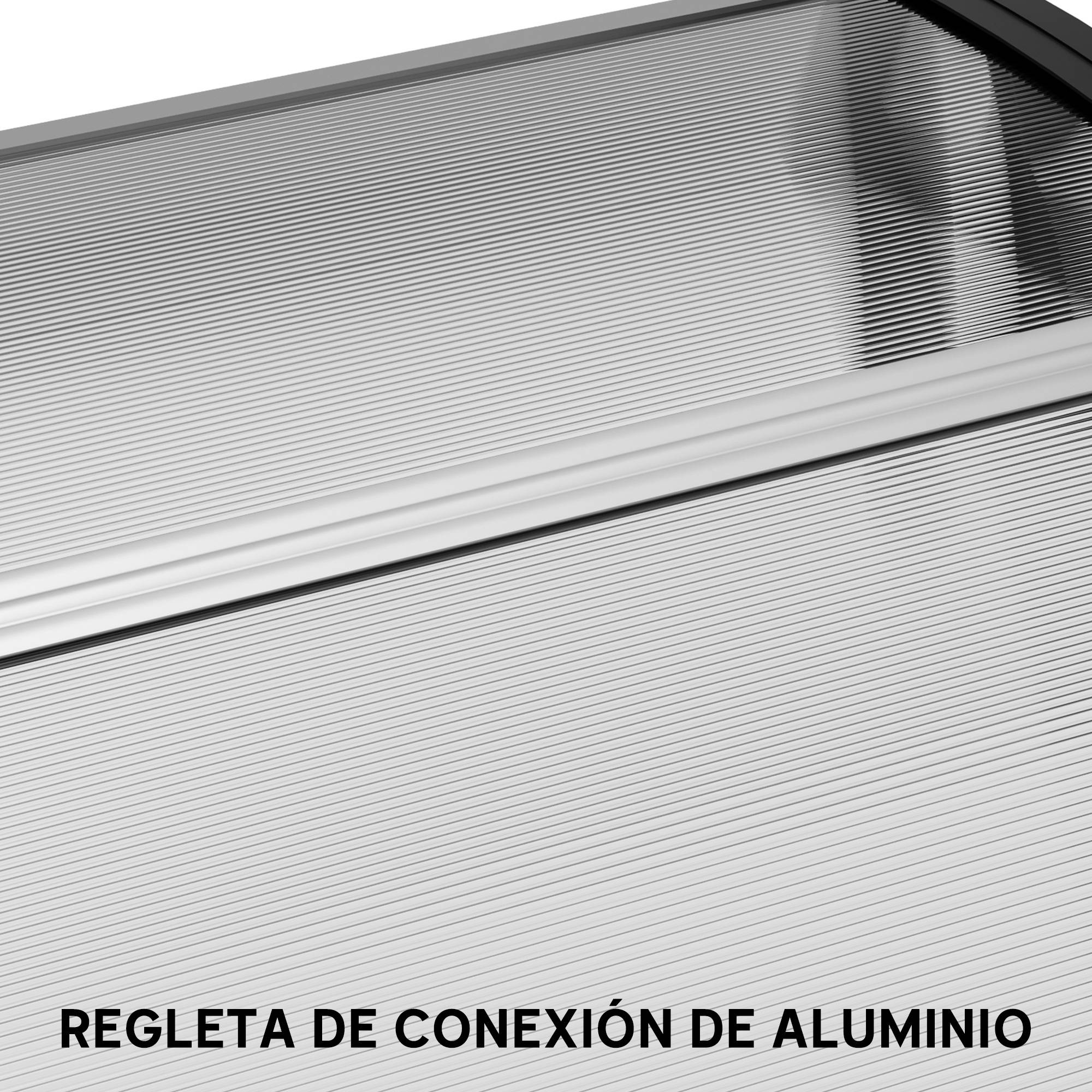 Auvent de protection extérieur 195x75 cm avec panneaux en polycarbonate et barres en aluminium transparent - Image 10