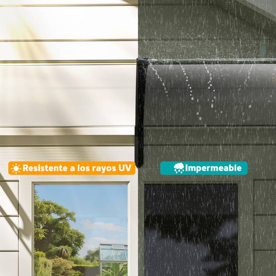 Auvent de protection extérieur 195x75 cm avec panneaux en polycarbonate et barres en aluminium transparent - Image 9
