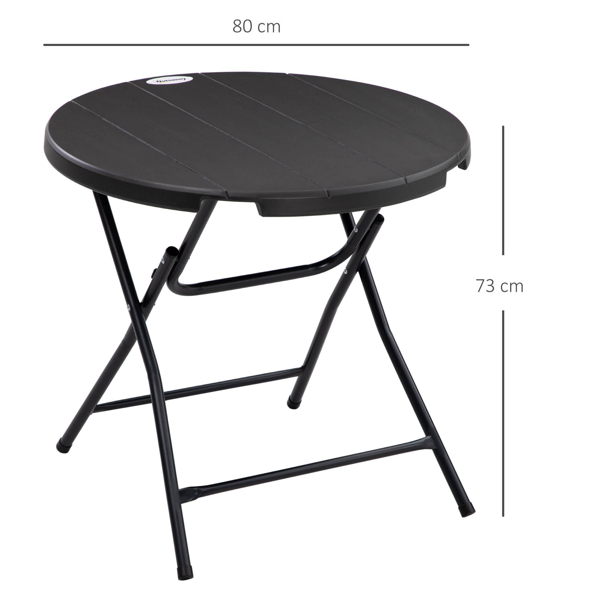 PANGIVO - Table de jardin ronde pliable, métal, gris foncé, Ø80 x 73 cm - PANGIVO - Image 3