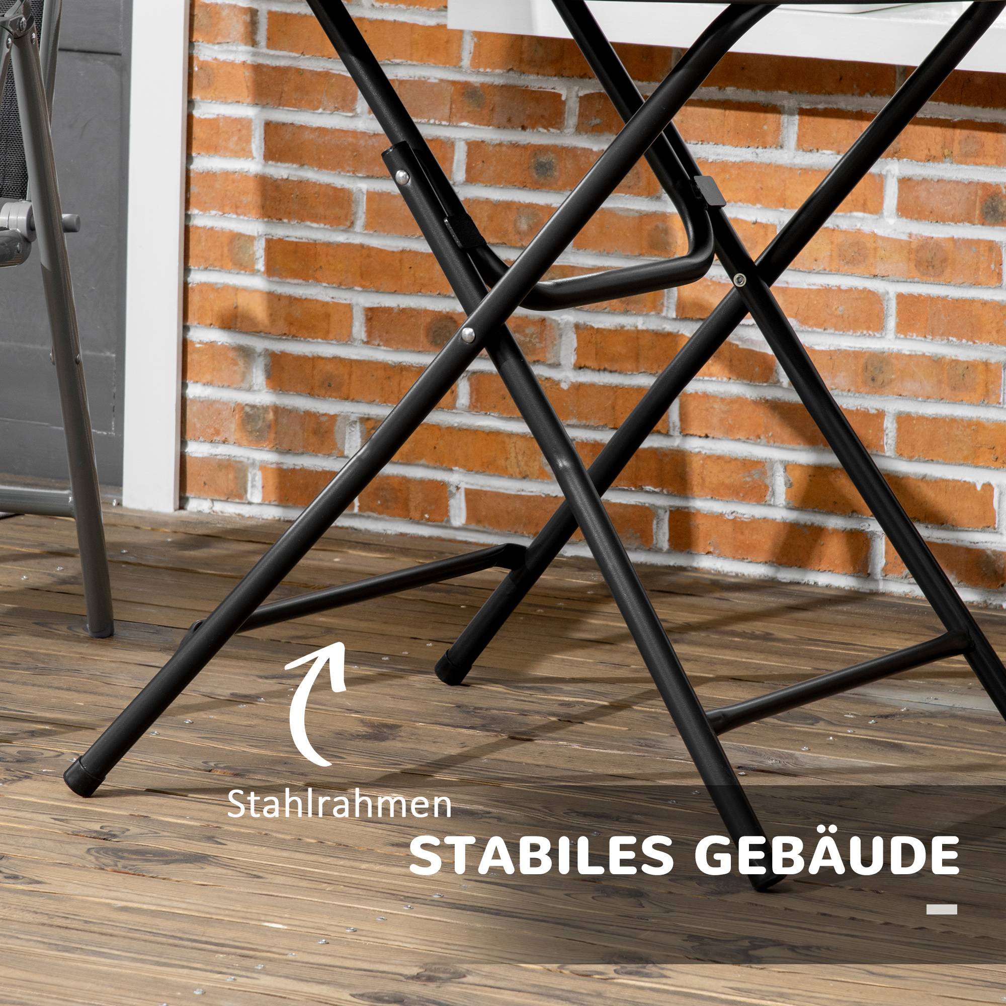 PANGIVO - Table de jardin ronde pliable, métal, gris foncé, Ø80 x 73 cm - PANGIVO - Image 6