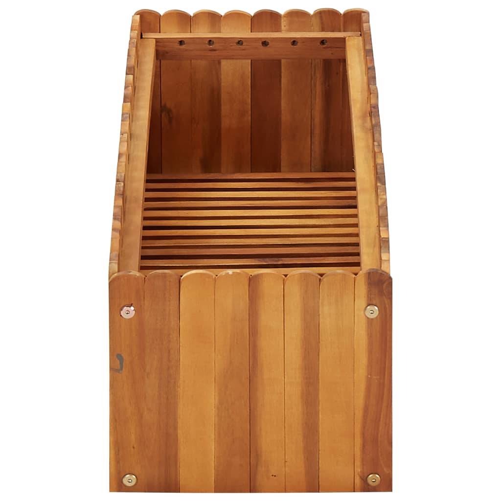 Jardinière lit surélevé plantes fleurs jardin 100 x 30 x 25 cm bois massif d'acacia - Image 3