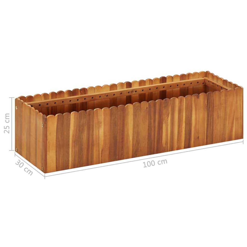 Jardinière lit surélevé plantes fleurs jardin 100 x 30 x 25 cm bois massif d'acacia - Image 6