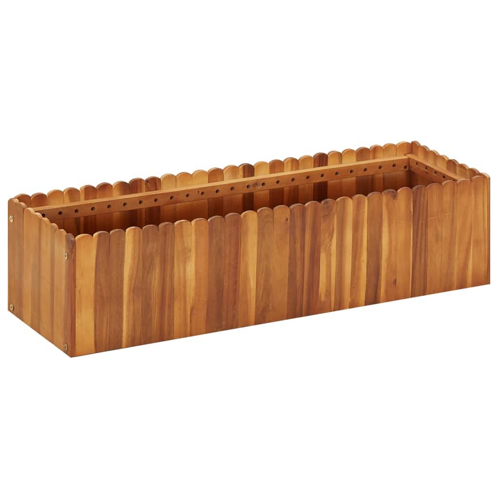 Jardinière lit surélevé plantes fleurs jardin 100 x 30 x 25 cm bois massif d'acacia - Image 1