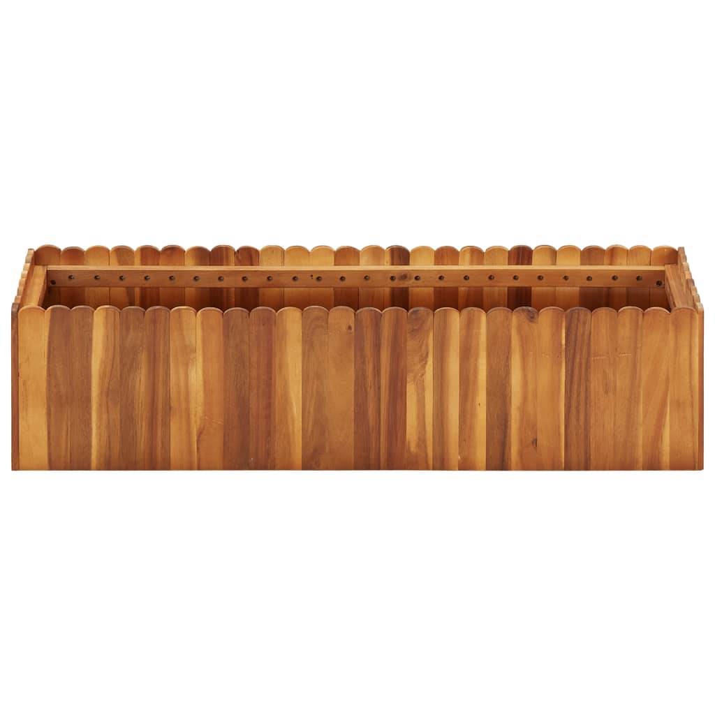 Jardinière lit surélevé plantes fleurs jardin 100 x 30 x 25 cm bois massif d'acacia - Image 2