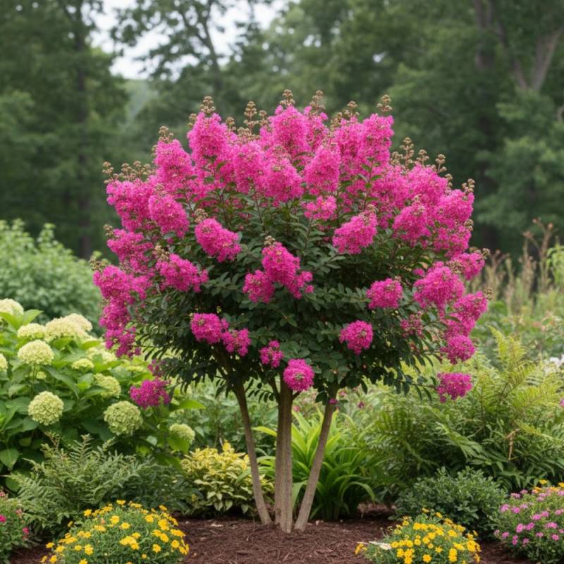 Lilas des Indes Petit´ Canaille® Rose, Lagerstroemia à fleurs Rose/ - feuillage Caduc - Pot de 3L - Touffe - Image 4