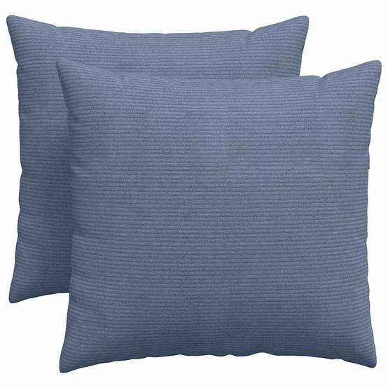 Paire de Coussins Décoratifs Velours Côtelé pour Chambre Salon Housse Lavable Bleu 50x50 cm – ComfortXL Outdoor Living - Image 2