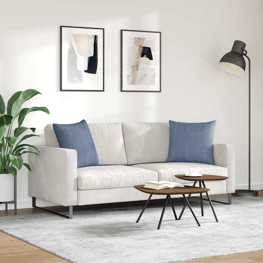 Paire de Coussins Décoratifs Velours Côtelé pour Chambre Salon Housse Lavable Bleu 50x50 cm – ComfortXL Outdoor Living - Image 4