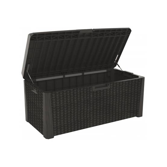 Coffre de jardin en résine 560 Litres Gris Anthracite Cousin inclus Effet rotin L147xP72xH65 cm TOOMAX - Image 2