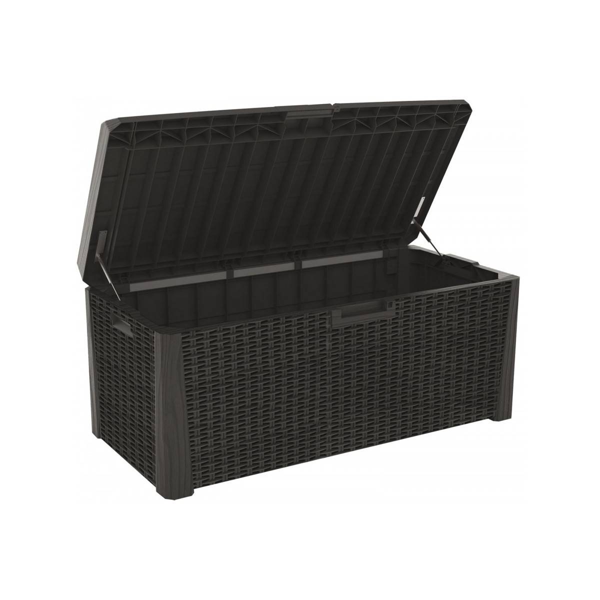 Coffre de jardin en résine 560 Litres Gris Anthracite Cousin inclus Effet rotin L147xP72xH65 cm TOOMAX - Image 2