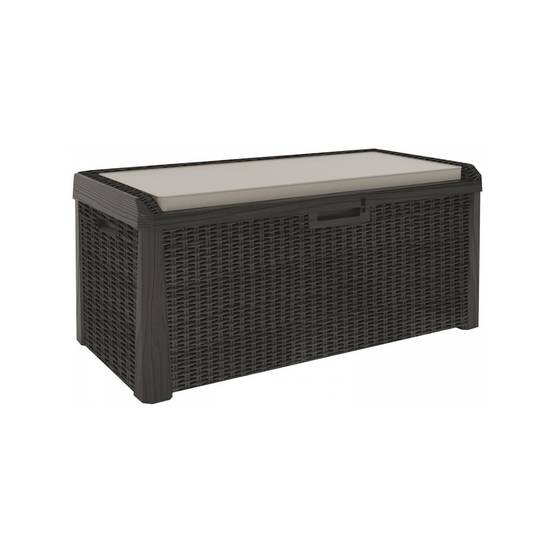 Coffre de jardin en résine 560 Litres Gris Anthracite Cousin inclus Effet rotin L147xP72xH65 cm TOOMAX - Image 1