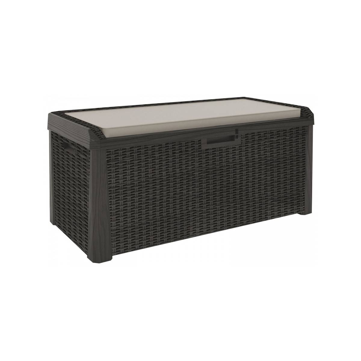 Coffre de jardin en résine 560 Litres Gris Anthracite Cousin inclus Effet rotin L147xP72xH65 cm TOOMAX - Image 1