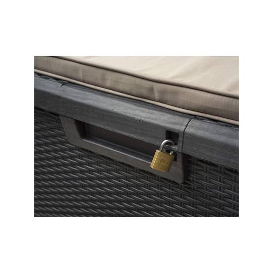 Coffre de jardin en résine 560 Litres Gris Anthracite Cousin inclus Effet rotin L147xP72xH65 cm TOOMAX - Image 3