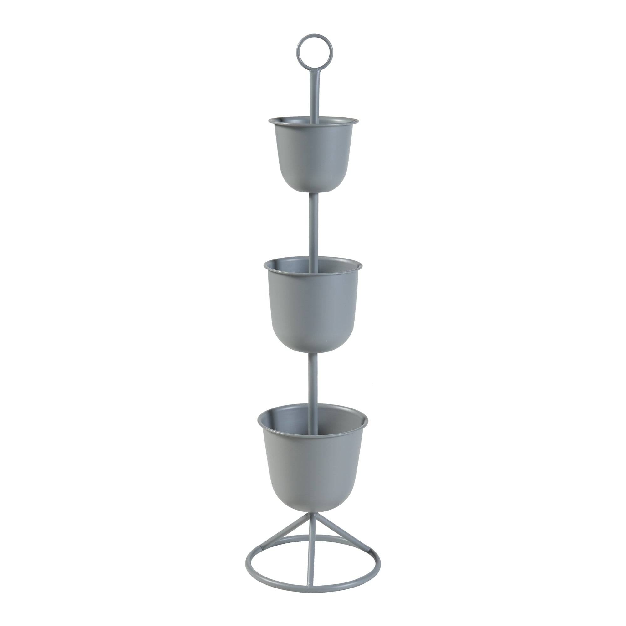 Helloshop26 - Porte-plantes style intemportel support 110 x 28 cm 3 cache-pots gris - Image 1