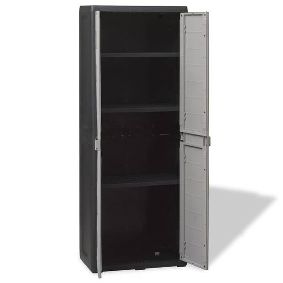 Armoire de jardin - Armoire d'extérieur - Armoire de rangement jardin avec 3 étagères Noir et gris - Image 3