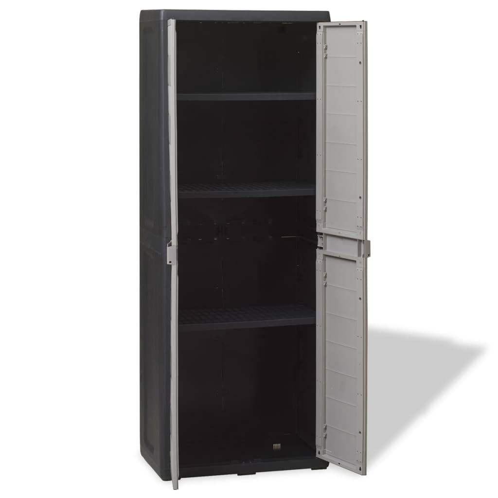 Armoire de jardin - Armoire d'extérieur - Armoire de rangement jardin avec 3 étagères Noir et gris - Image 3
