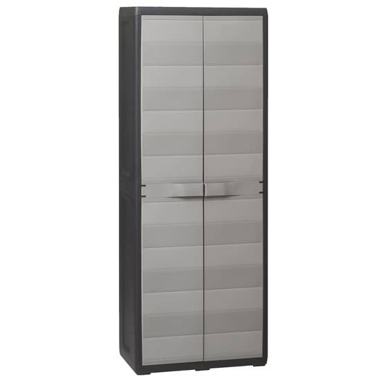 Armoire de jardin - Armoire d'extérieur - Armoire de rangement jardin avec 3 étagères Noir et gris - Image 2