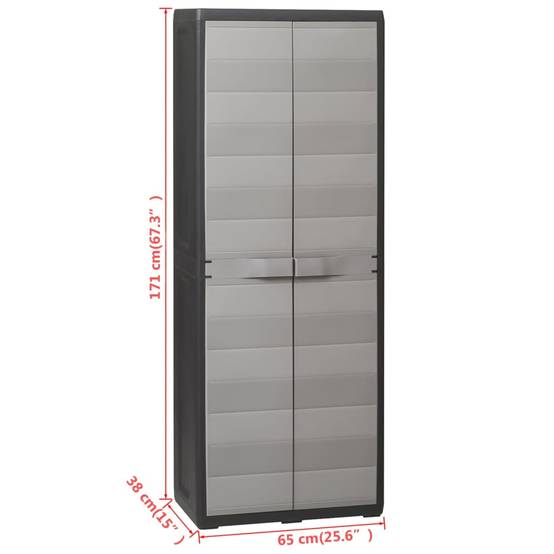 Armoire de jardin - Armoire d'extérieur - Armoire de rangement jardin avec 3 étagères Noir et gris - Image 9