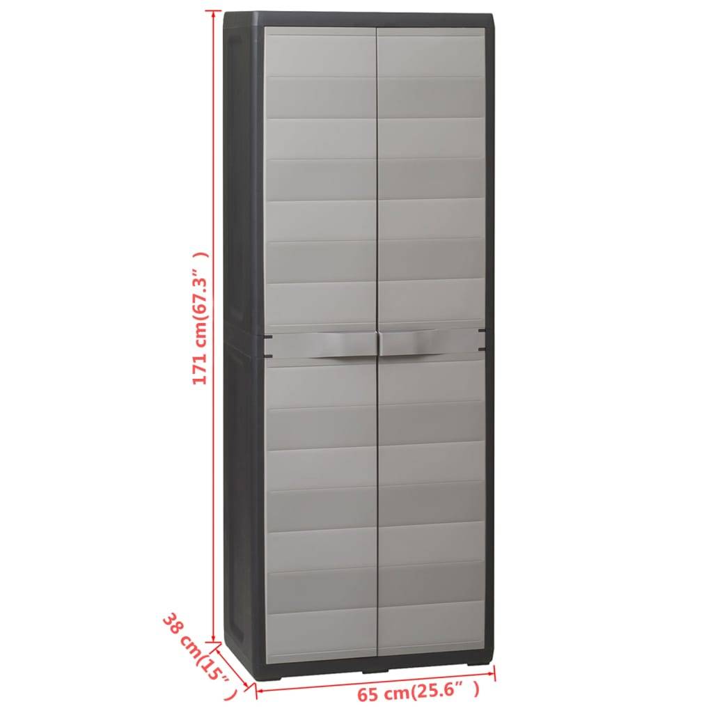 Armoire de jardin - Armoire d'extérieur - Armoire de rangement jardin avec 3 étagères Noir et gris - Image 9