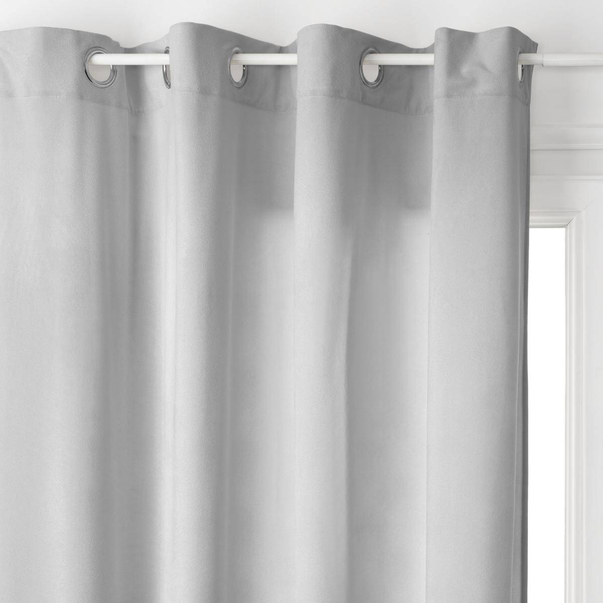Atmosphera - Lot de 2 Rideaux à  œillets 140 x 260 cm Lilou Gris Clair - Image 2