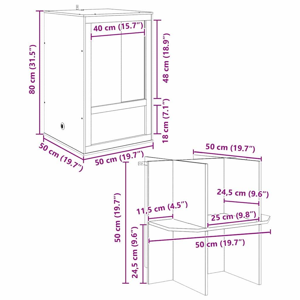 Vidaxl - Terrarium Marron 50 x 50 x 130 cm OSB vidaXL 3397888 - Image 3