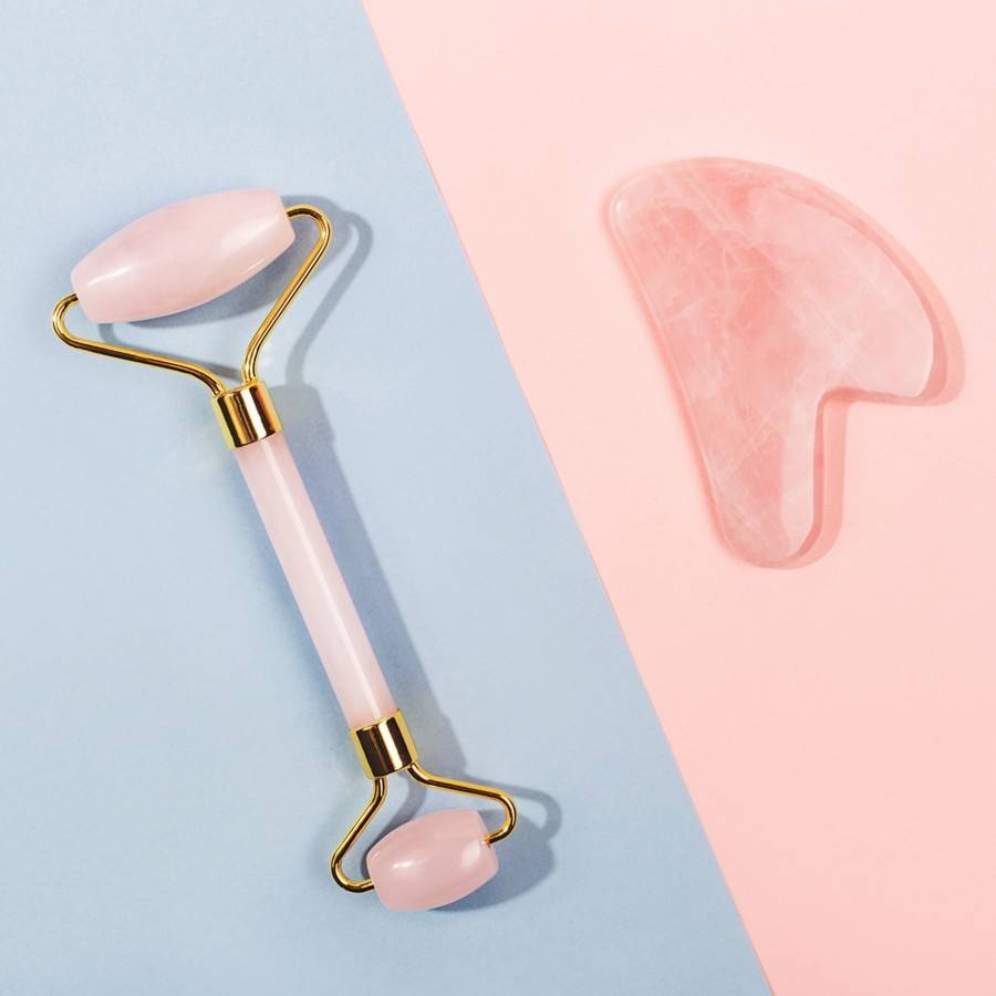 1 Jade Roller +1 Gua Sha Quartz Rose Visage et corps +Housse de Protection - Rides les ridules -Routine Beauté Peau saine - Sun&Sia - Image 2