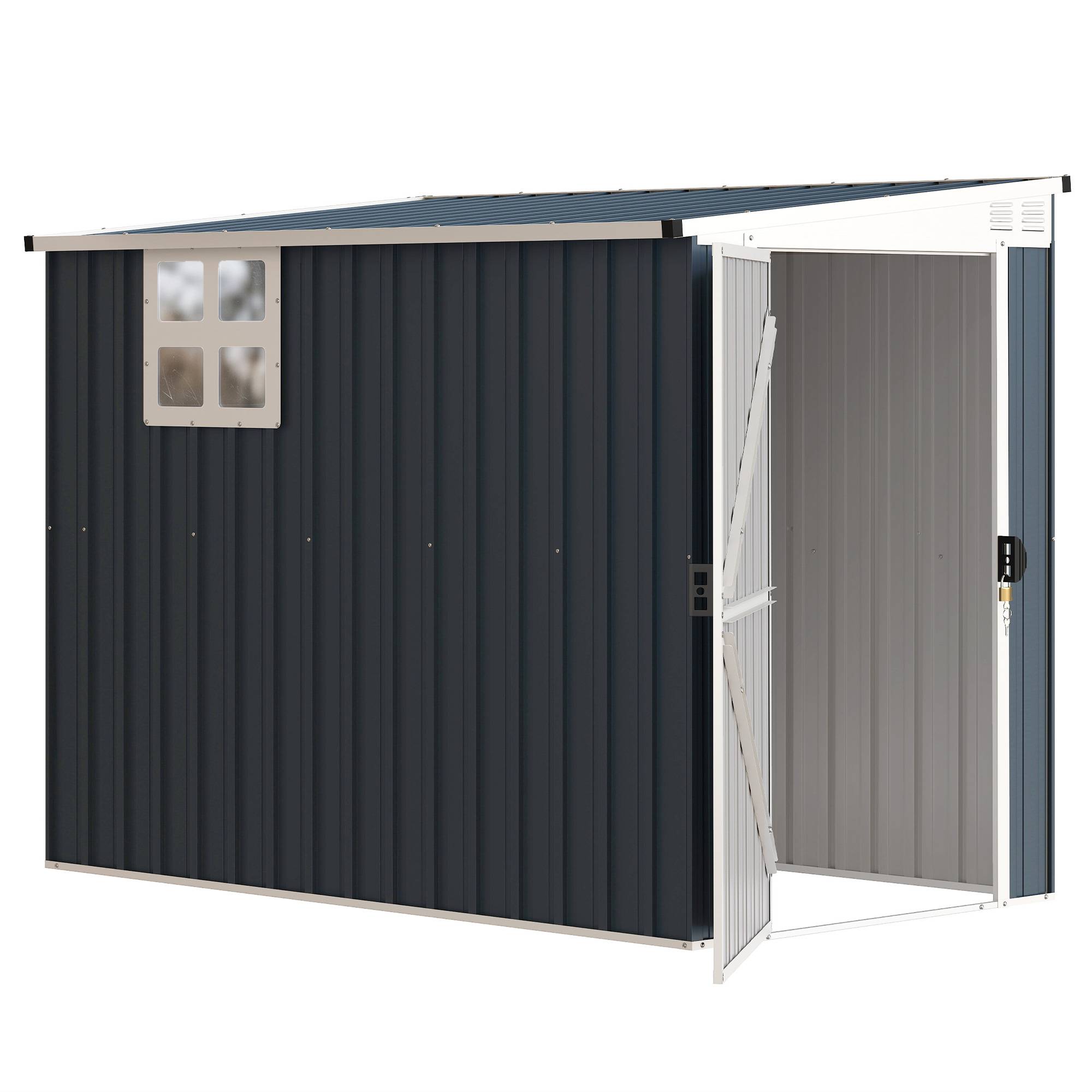 ComfortXL - Abri de jardin acier galvanisé 128 x 231 cm gris foncé avec fenêtre et porte verrouillable - ComfortXL Outdoor Living - Image 2