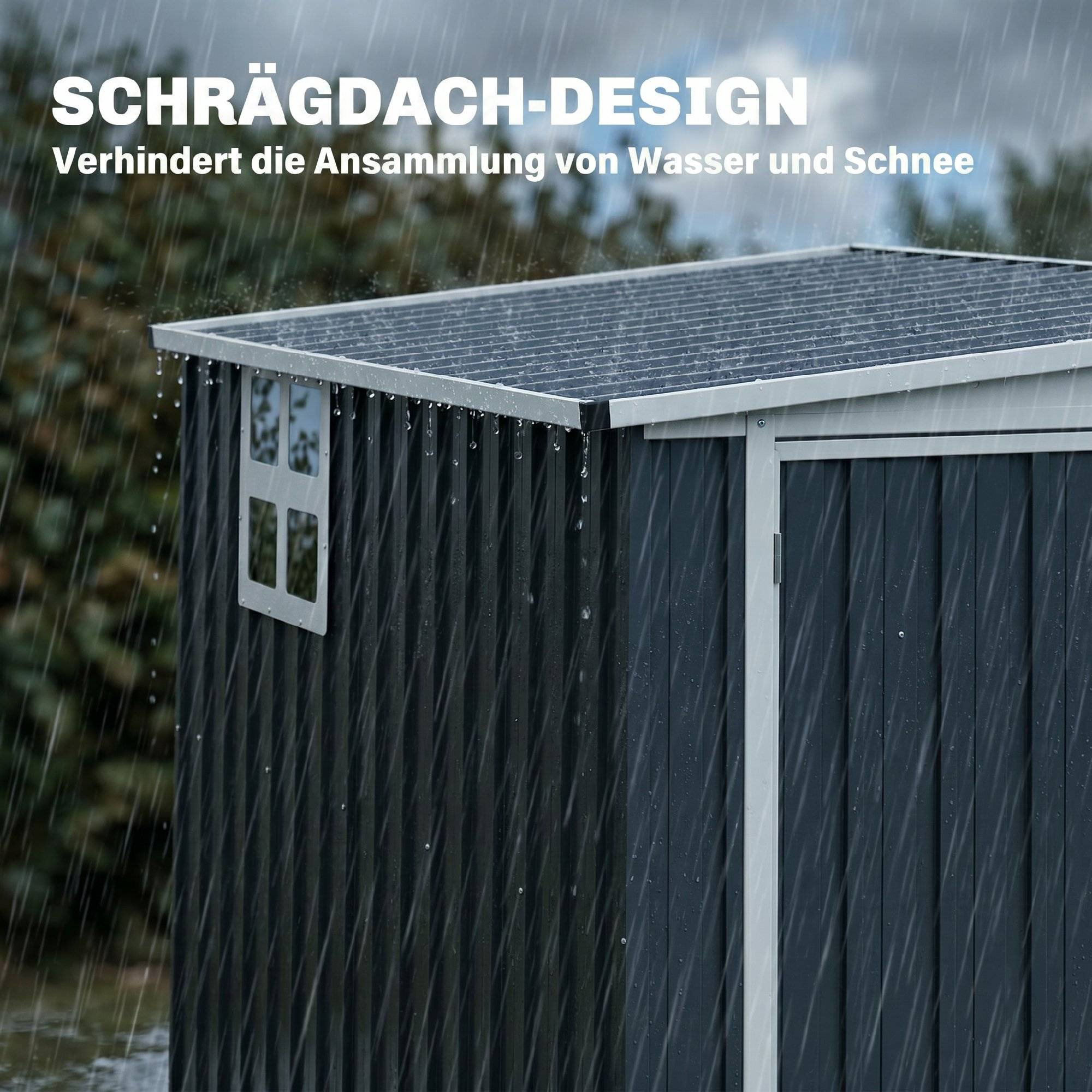 ComfortXL - Abri de jardin acier galvanisé 128 x 231 cm gris foncé avec fenêtre et porte verrouillable - ComfortXL Outdoor Living - Image 8