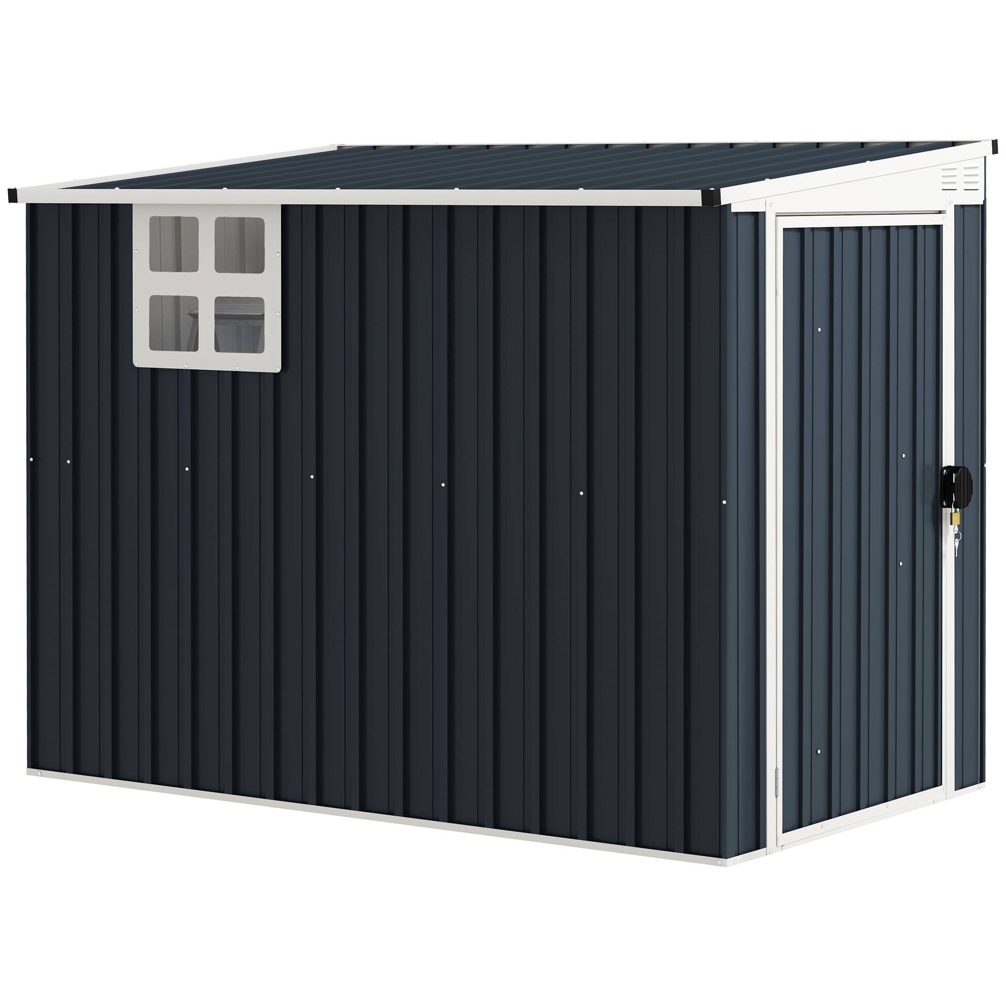 ComfortXL - Abri de jardin acier galvanisé 128 x 231 cm gris foncé avec fenêtre et porte verrouillable - ComfortXL Outdoor Living - Image 1