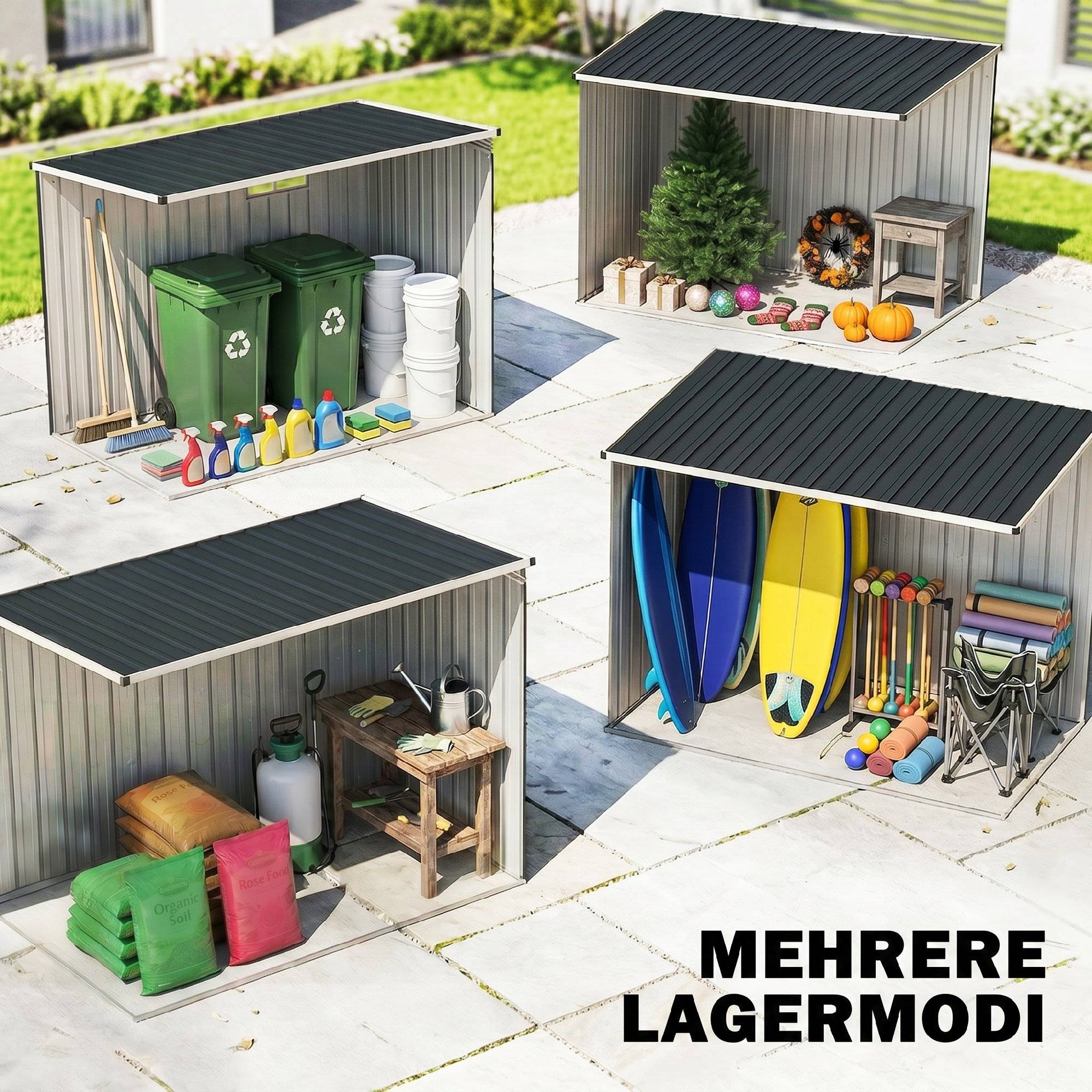 ComfortXL - Abri de jardin acier galvanisé 128 x 231 cm gris foncé avec fenêtre et porte verrouillable - ComfortXL Outdoor Living - Image 10