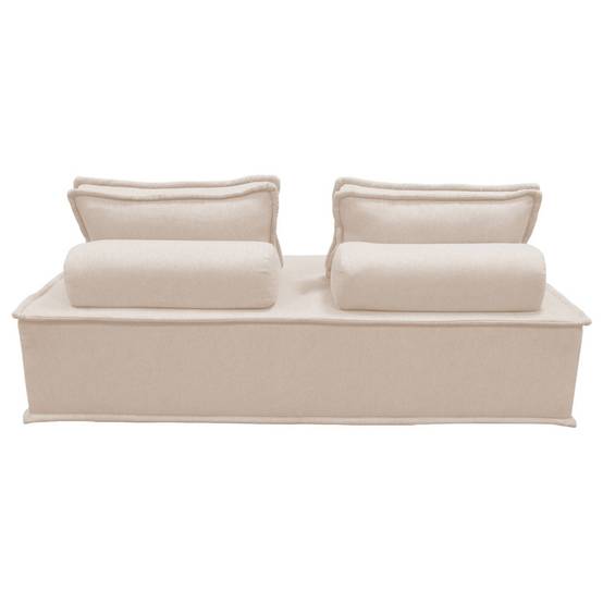 Chauffeuse 2 places pour canapé modulable tissu capitonné crème | sweeek - Image 5