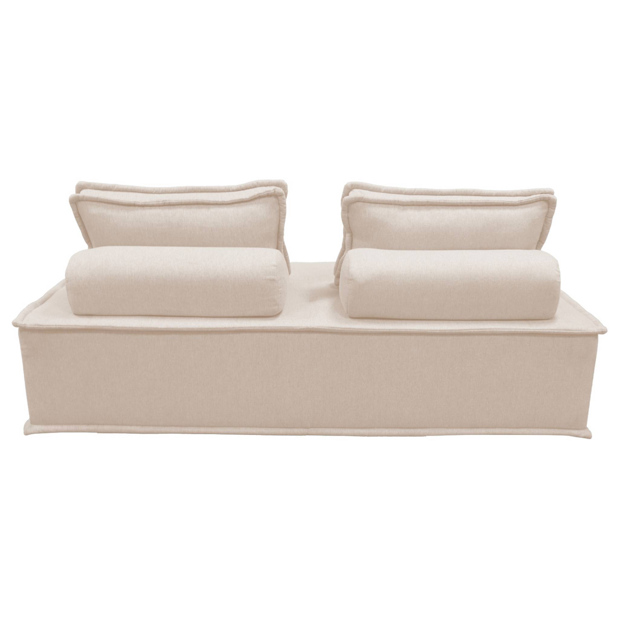 Chauffeuse 2 places pour canapé modulable tissu capitonné crème | sweeek - Image 5