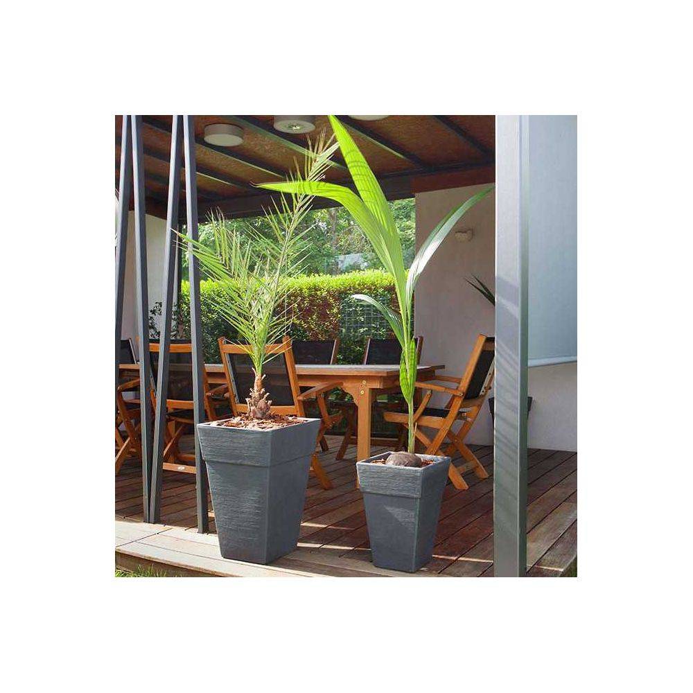 Roto - Jardinière en polyéthylène marron Quadro 29 x 29 x 43 cm - Image 2