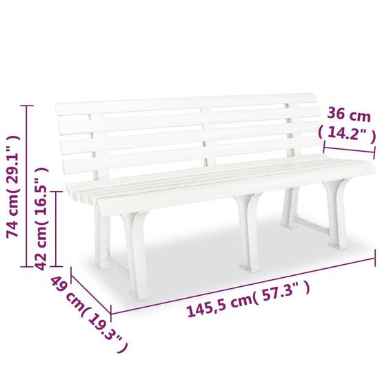 ComfortXL - Banc de Jardin Plastique Résistant aux Intempéries Facile Entretien Blanc 145 cm – ComfortXL Outdoor Living - Image 6