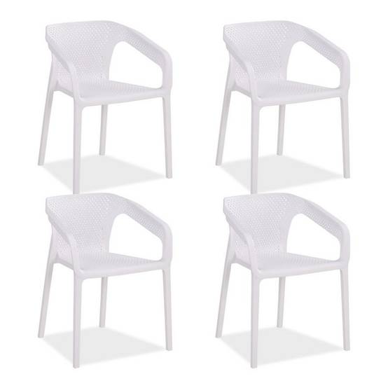 Ensemble de 4 chaises de jardin blanches élégantes et pratiques - Image 1