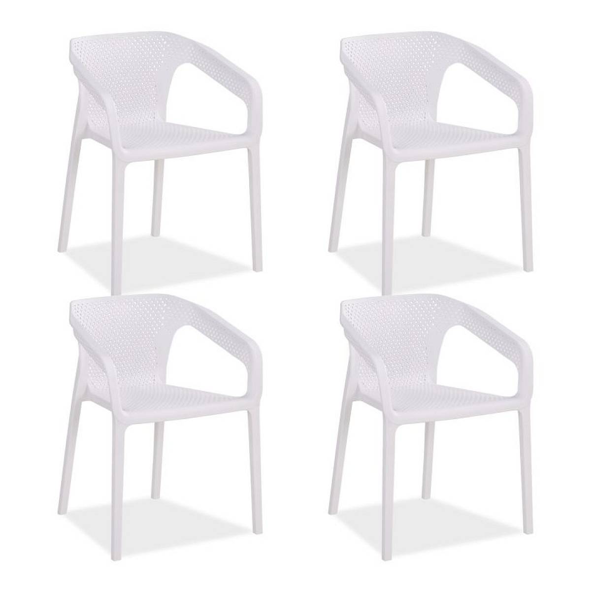Ensemble de 4 chaises de jardin blanches élégantes et pratiques - Image 1