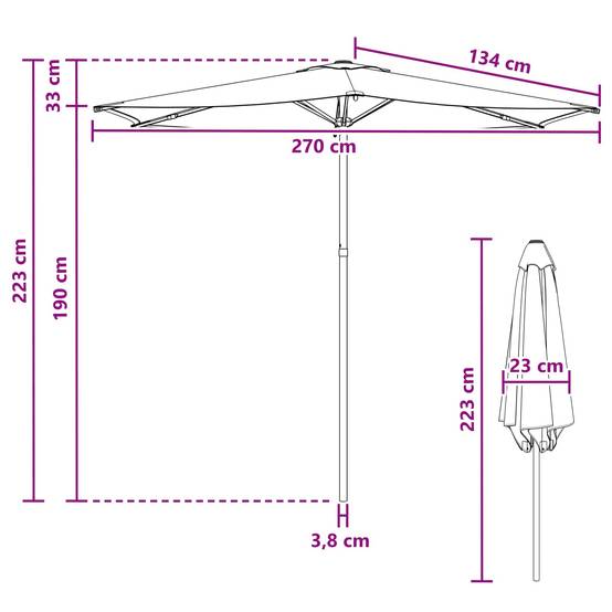 Parasol de jardin polyester et acier anthracite 269 x 269 x 223 cm - PANGIVO - Image 7