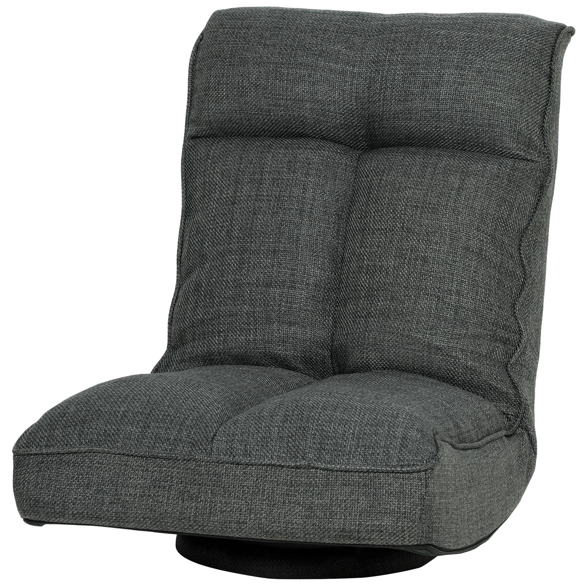 Fauteuil de sol pliable pivotant à 360°, chaise de sol rembourré avec dossier réglable en 5 positions, 58x107x79cm, gris - Image 2