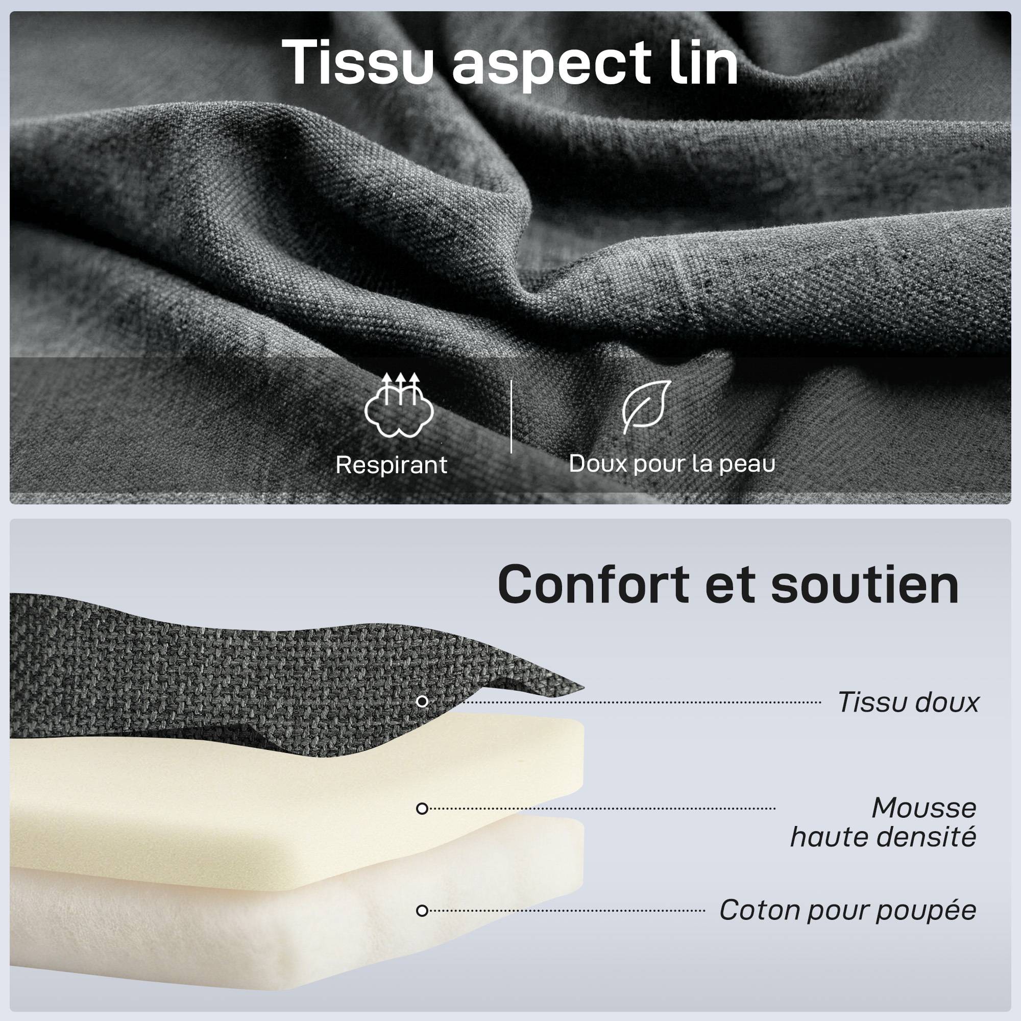 Fauteuil de sol pliable pivotant à 360°, chaise de sol rembourré avec dossier réglable en 5 positions, 58x107x79cm, gris - Image 8