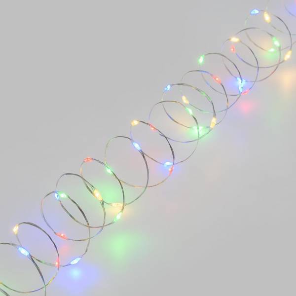 Lotti - Guirlande lumineuse à piles 8m 80 MicroLED multicolore 8 modes timer mémoire fil métal argenté IP44 Lotti - Image 4