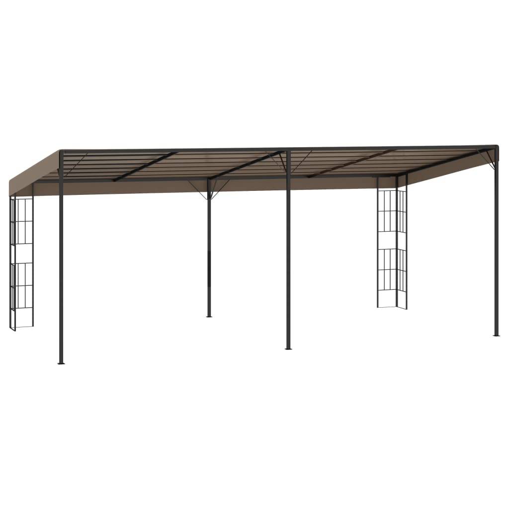 ComfortXL - Grande Tonnelle Murale Acier Pergola Adossée pour Jardin Terrasse Taupe 6x3 m – ComfortXL Outdoor Living - Image 4