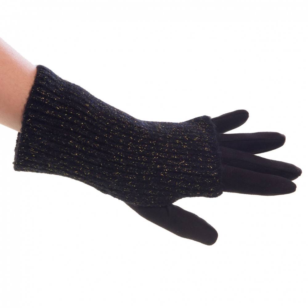 Amadeus - Gant en tricot et suédine noir - Image 2