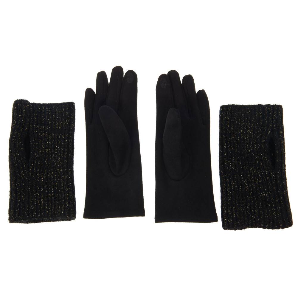 Amadeus - Gant en tricot et suédine noir - Image 4