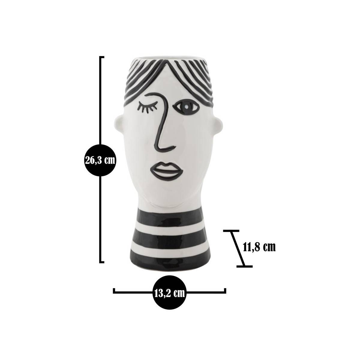 Vase Déco Visage en Porcelaine "Face" 26cm Blanc & Noir - Image 7