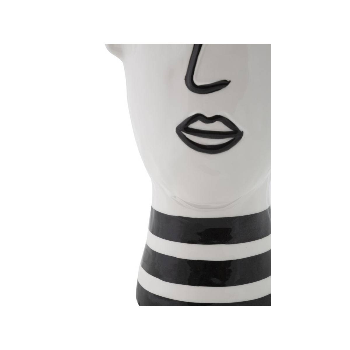 Vase Déco Visage en Porcelaine "Face" 26cm Blanc & Noir - Image 2